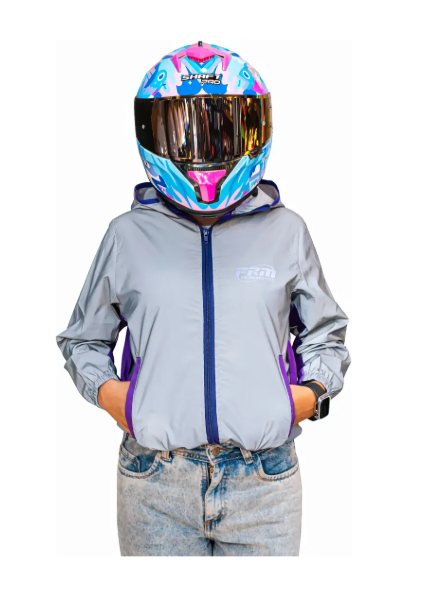 Chaqueta 100% Reflectiva, Para Mujer, Moto, Cicla, Morada - Imagen 2