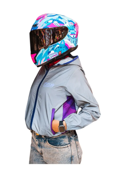 Chaqueta 100% Reflectiva, Para Mujer, Moto, Cicla, Morada